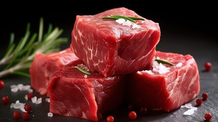 Fototapeta premium Fresh raw beef meat. Generative AI