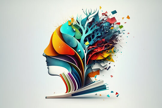 Ai generated illustration of colorful brain splash Brainstorm and inspire concept