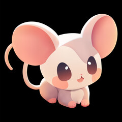 Cute little mouse with a kind smiling face and big eyes.