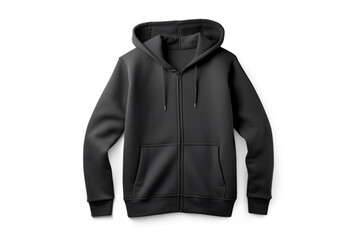 Isolated Black Hoodie Mockup with Zipper for Winter Sportswear Design, generative AI