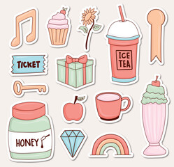 Set of colorful cute stickers
