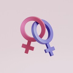 Female symbols. Women signs. 3d render illustration
