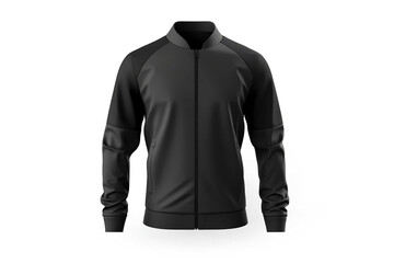 Sporty black windproof jacket mockup on white background - 3D illustration, generative AI