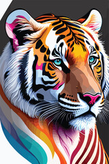a rainbow tiger colorful collage creative gradient vector illustration