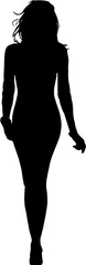 silhouette illustration girl standing  vector with transparent background