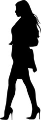silhouette illustration girl standing  vector with transparent background