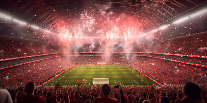 Football Fans At The Stadium Launching Fireworks In The Final Of The Club World Cup