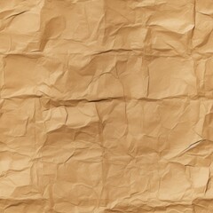 Seamless brown crumpled creased recycled paper texture