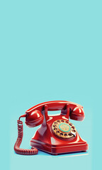 Old telephone, illustration drawing vintage object sixties style, poster with copy space generative AI