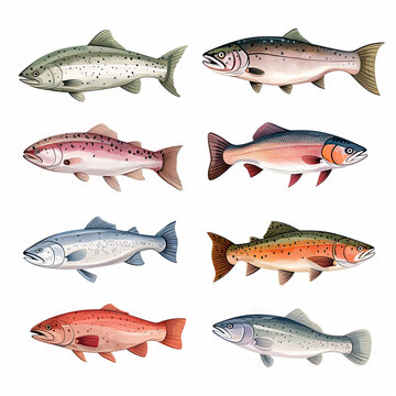 Watercolor fish created with Generative AI technology