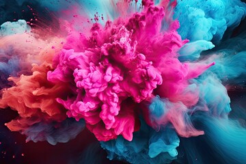 Color Splash Explosion of Pinks, Blues and Reds - Generative AI - Background
