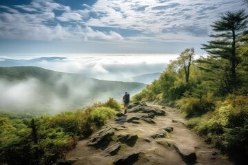 Obraz premium A Hiker on the Appalachian Trail Generative AI