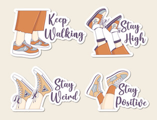 Set of Stickers Aesthetic legs with sneakers