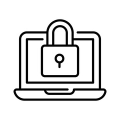 Padlock with laptop denoting vector of laptop security in modern style