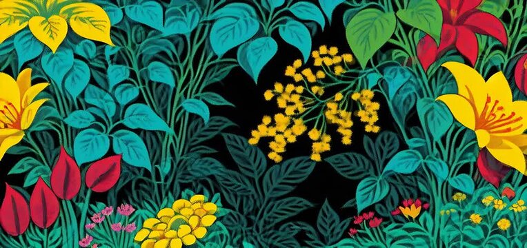 Lush colorful plant animated background
