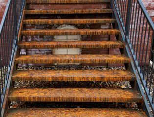 Old rusty metal stairs