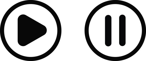 Isolated Play and Pause Icon for Web and Apps.