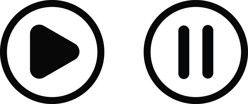 Isolated Play and Pause Icon for Web and Apps.