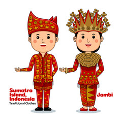 Couple wear Traditional Cloth greetings welcome to Jambi