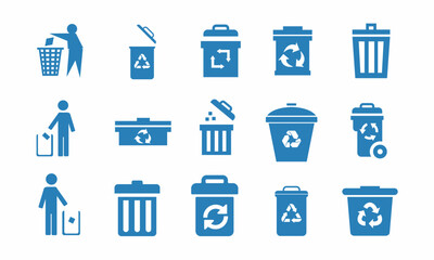 set of trash vector icon