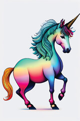 Obraz na płótnie Canvas colorful unicorn watercolor rainbow abstract art vector illustration