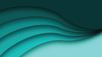 Abstract cyan wave background. Wavy vector background