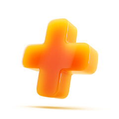 Orange Plus sign isolated on white background