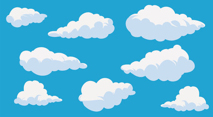 clouds in the sky, Cartoon clouds collection, clouds set vector illustrations
