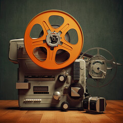 Naklejka premium An abstract illustration in the theme of a visit to the cinema, Cartoon style. Ai generative