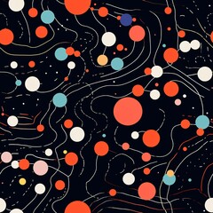A black background with circles and stars. Generative AI