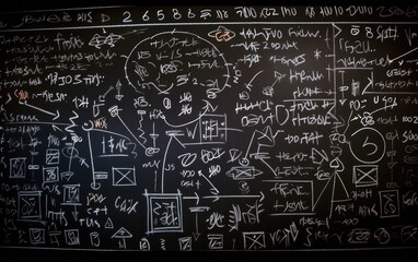 Free photo blackboard inscribed with scientific formulas and calculations, Generative AI