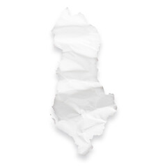 Fototapeta na wymiar Country map of Albania as a crumpled paper cut-out isolated on transparent background