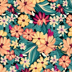 Badezimmer Foto Rückwand Floral seamless patterns. Generative AI. © F@natka