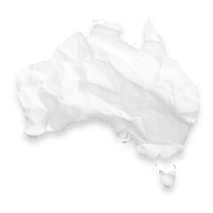 Country map of Australia as a crumpled paper cut-out isolated on transparent background
