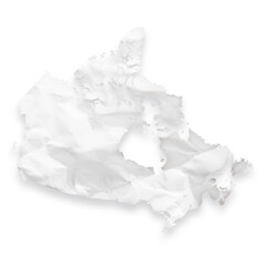 Country map of Canada as a crumpled paper cut-out isolated on transparent background