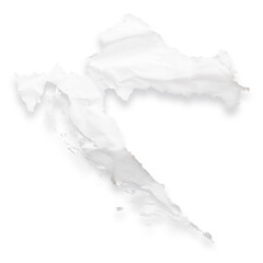 Country map of Croatia as a crumpled paper cut-out isolated on transparent background
