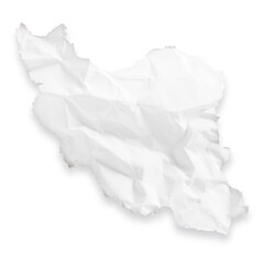 Country map of Iran as a crumpled paper cut-out isolated on transparent background