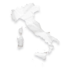 Country map of Italy as a crumpled paper cut-out isolated on transparent background