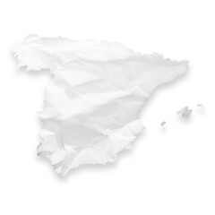 Country map of Spain as a crumpled paper cut-out isolated on transparent background