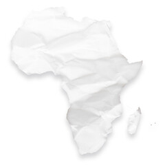 Obraz premium Map of the continent of Africa as a crumpled paper cut-out isolated on transparent background
