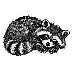 cute sleeping raccoon vector sketch © Satoru Sketches