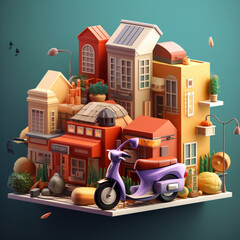 Naklejka premium Background with the concept of food delivery at home. Generative AI.