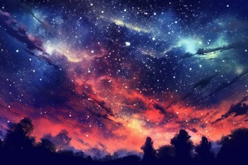 Fototapeta na wymiar AI Generated Fantasy dark Starry Sky background