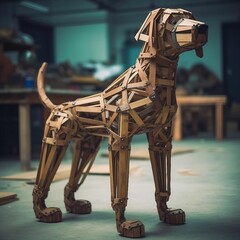 Whimsical Wooden Dog Sculpture: A Charming Handcrafted Piece of Art