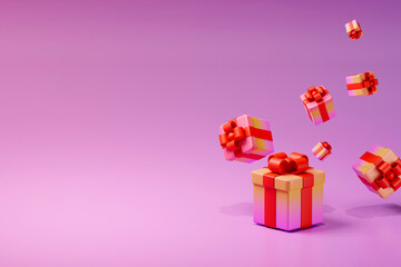 Falling gift boxes with gradient