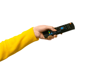 remote control in hand  isolated on transparent background