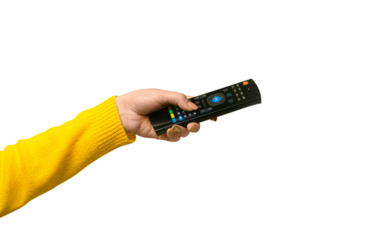 remote control in hand  isolated on transparent background - Powered by Adobe