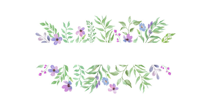 Watercolor floral template. Hand drawn illustration isolated on white background. vector EPS.