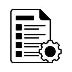 Gear with page denoting vector design of list setting in trendy style, editable icon