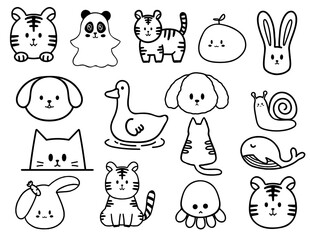 Fototapeta premium set of animals,black line